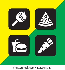4 sliced icons in vector set. pizza, carrot, sandwich and sweet illustration for web and graphic design