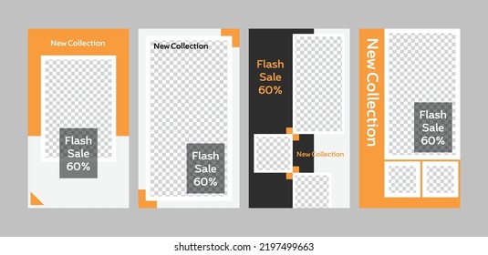 4 Slide Social Media Stories Design template, Abstract Theme
