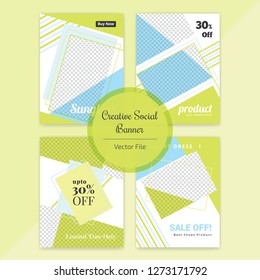 4 Slides Unique Editable Social Media banner Template. This Template Design Concept For Marketing Your Business. Elegant sale and discount promo - Vector.