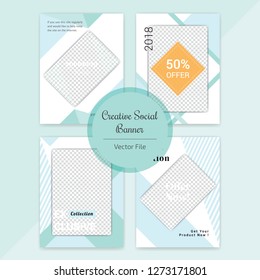 4 Slides Unique Editable Social Media banner Template. This Template Design Concept For Marketing Your Business. Elegant sale and discount promo - Vector.