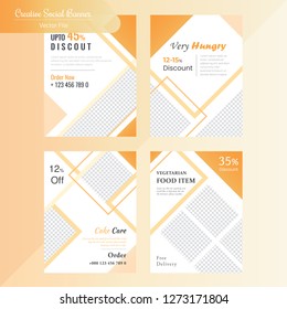 4 Slides Unique Editable Social Media banner Template. This Template Design Concept For Marketing Your Business. Elegant sale and discount promo - Vector.