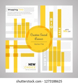 4 Slides Unique Editable Social Media banner Template. This Template Design Concept For Boost Your Business. Elegant sale and discount promo - Vector.