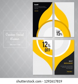 4 Slides Unique Editable Social Media banner Template.This Template Design Concept For Your Business.  Elegant sale and discount promo - Vector.