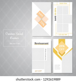 4 Slides Unique Editable Social Media banner Template.This Template Design Concept For Your Business.  Elegant sale and discount promo - Vector.