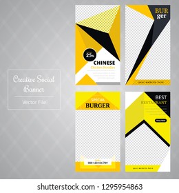 4 Slides Unique Editable Social Media banner Template.This Template Design Concept For Your Business.  Elegant sale and discount promo - Vector.