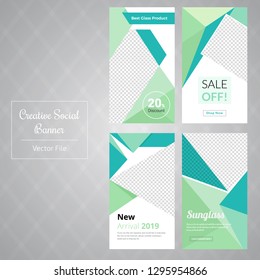 4 Slides Unique Editable Social Media banner Template.This Template Design Concept For Your Business.  Elegant sale and discount promo - Vector.