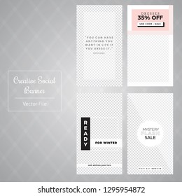 4 Slides Unique Editable Social Media banner Template.This Template Design Concept For Your Business.  Elegant sale and discount promo - Vector.
