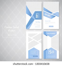 4 Slides Unique Editable Social Media banner Template.This Template Design Concept For Your Business.  Elegant sale and discount promo - Vector.