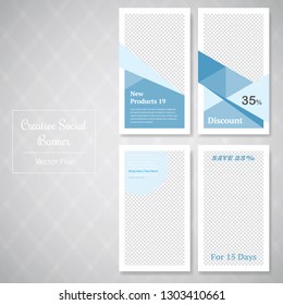 4 Slides Unique Editable Social Media banner Template.This Template Design Concept For Your Business.  Elegant sale and discount promo - Vector.