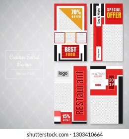 4 Slides Unique Editable Social Media banner Template.This Template Design Concept For Your Business.  Elegant sale and discount promo - Vector.