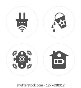4 Smart, Doorbell, Cool, Home modern icons on round shapes, vector illustration, eps10, trendy icon set.