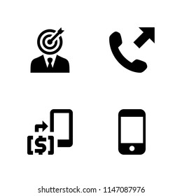 4 smart icon set with smartphone, telephone and businessman vector illustration for graphic design and web