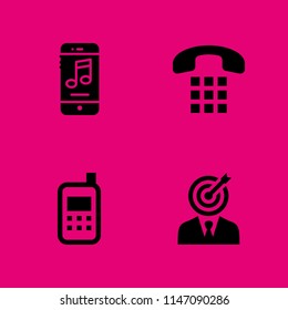 4 smart icon set with telephone, smartphone and businessman vector illustration for graphic design and web