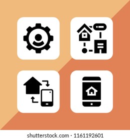 4 smartphone icons in vector set. smart home and user illustration for web and graphic design