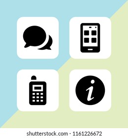 4 smartphone icons in vector set. app, chat, info and cell illustration for web and graphic design