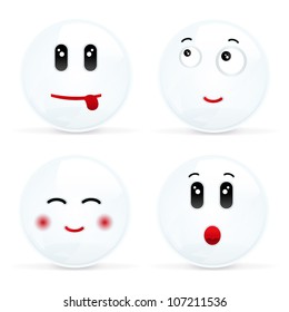 4 Smiles, Set Of Smiles, Isolated On White Background, Vector Illustration