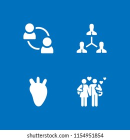 4 smiling icons in vector set. couple, people, interview and group illustration for web and graphic design