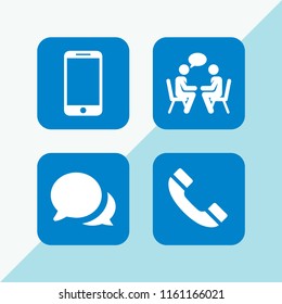 4 sms icons in vector set. cellphone, old handphone and chat illustration for web and graphic design