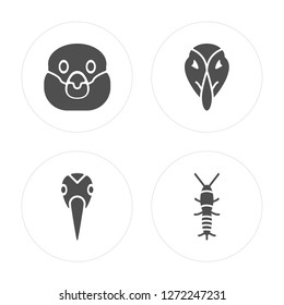 4 Snigir, Crane, Deadlock, Silverfish modern icons on round shapes, vector illustration, eps10, trendy icon set.