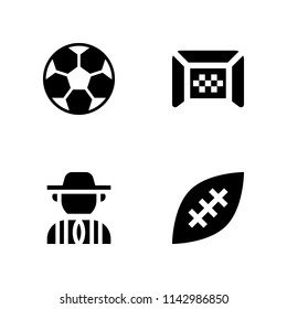 4 soccer icon set with american football, football and soccer ball vector illustration for graphic design and web