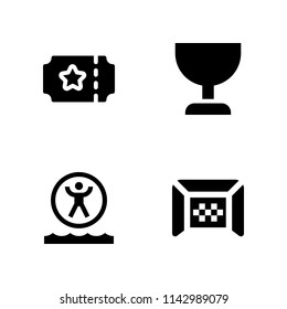 4 soccer icon set with football, zorbing and ticket vector illustration for graphic design and web