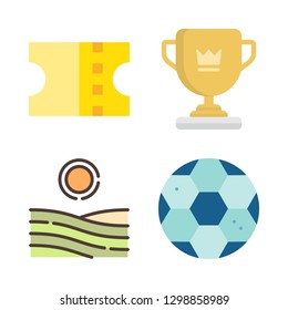 4 soccer icons with ticket and field in this set