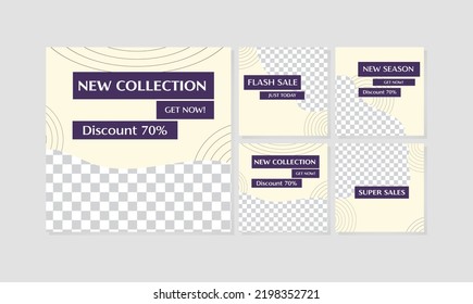4 Social media page design background with a clean and simple appearance. Vector 10