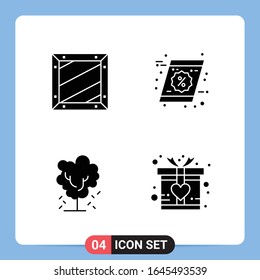 4 Solid Black Icon Pack Glyph Symbols for Mobile Apps isolated on white background. 4 Icons Set.