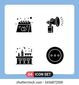 4 Solid Black Icon Pack Glyph Symbols for Mobile Apps isolated on white background. 4 Icons Set.
