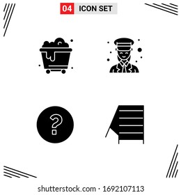 4 Solid Glyph concept for Websites Mobile and Apps pollution; help; female; police; construction Editable Vector Design Elements