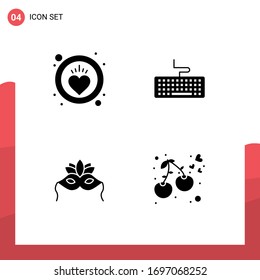 4 Solid Glyph concept for Websites Mobile and Apps health; venetian; key; education; heart Editable Vector Design Elements