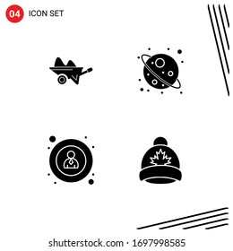 4 Solid Glyph concept for Websites Mobile and Apps wheelbarrow; interface; garden; space; user Editable Vector Design Elements