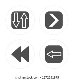 4 Sort, Backward, Right arrow, Left arrow modern icons on round shapes, vector illustration, eps10, trendy icon set.