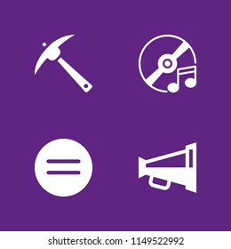 4 sound icon set with compact disc, equal and pick vector illustration for graphic design and web