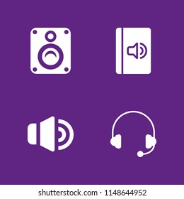 4 sound icon set with volume, audiobook and speaker vector illustration for graphic design and web