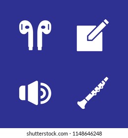 4 sound icon set with volume, edit and earphones vector illustration for graphic design and web