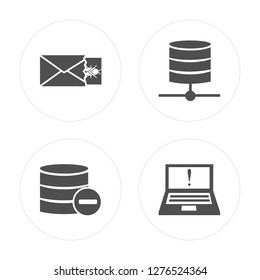4 Spam, Database, Laptop modern icons on round shapes, vector illustration, eps10, trendy icon set.