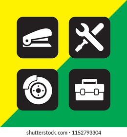 4 spanner icons in vector set. tool box, wrench, tool and brake illustration for web and graphic design