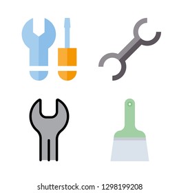4 spanner icons with wrenches and work tools in this set
