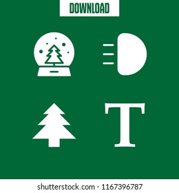 4 sparkle vector icon set with light, snow globe, christmas and capital letter icons for mobile and web