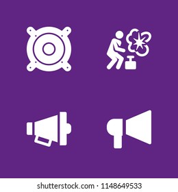 4 speaker icon set with megaphone, announcement and speaker vector illustration for graphic design and web