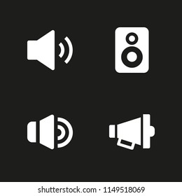 4 speaker icon set with volume, megaphone and speaker vector illustration for graphic design and web