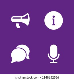 4 speech icon set with chat, megaphone and info vector illustration for graphic design and web