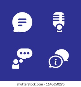 4 speech icon set with conversation, microphone and speech bubble vector illustration for graphic design and web