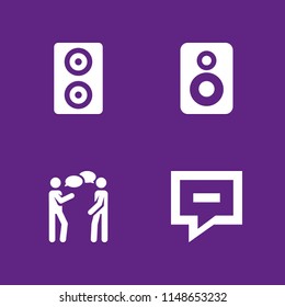 4 speech icon set with conversation, speaker and loudspeaker vector illustration for graphic design and web