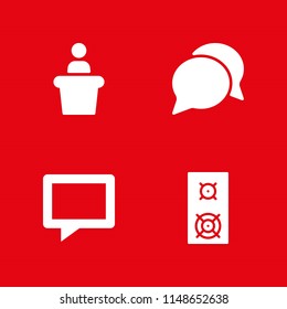 4 speech icon set with speaker, chat and conference vector illustration for graphic design and web
