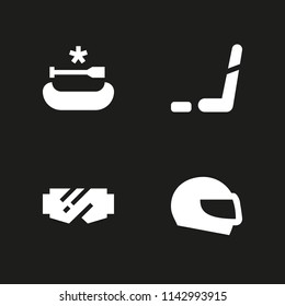 4 sport icon set with canoe, goggles and ice hockey vector illustration for graphic design and web