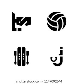 4 sport icon set with snorkel, volleyball and ski vector illustration for graphic design and web