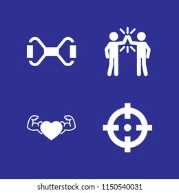 4 sport icons in vector set. child, chest expander, muscular and target illustration for web and graphic design