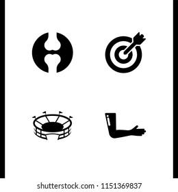 4 sport icons in vector set. football field, joint, target and body part illustration for web and graphic design